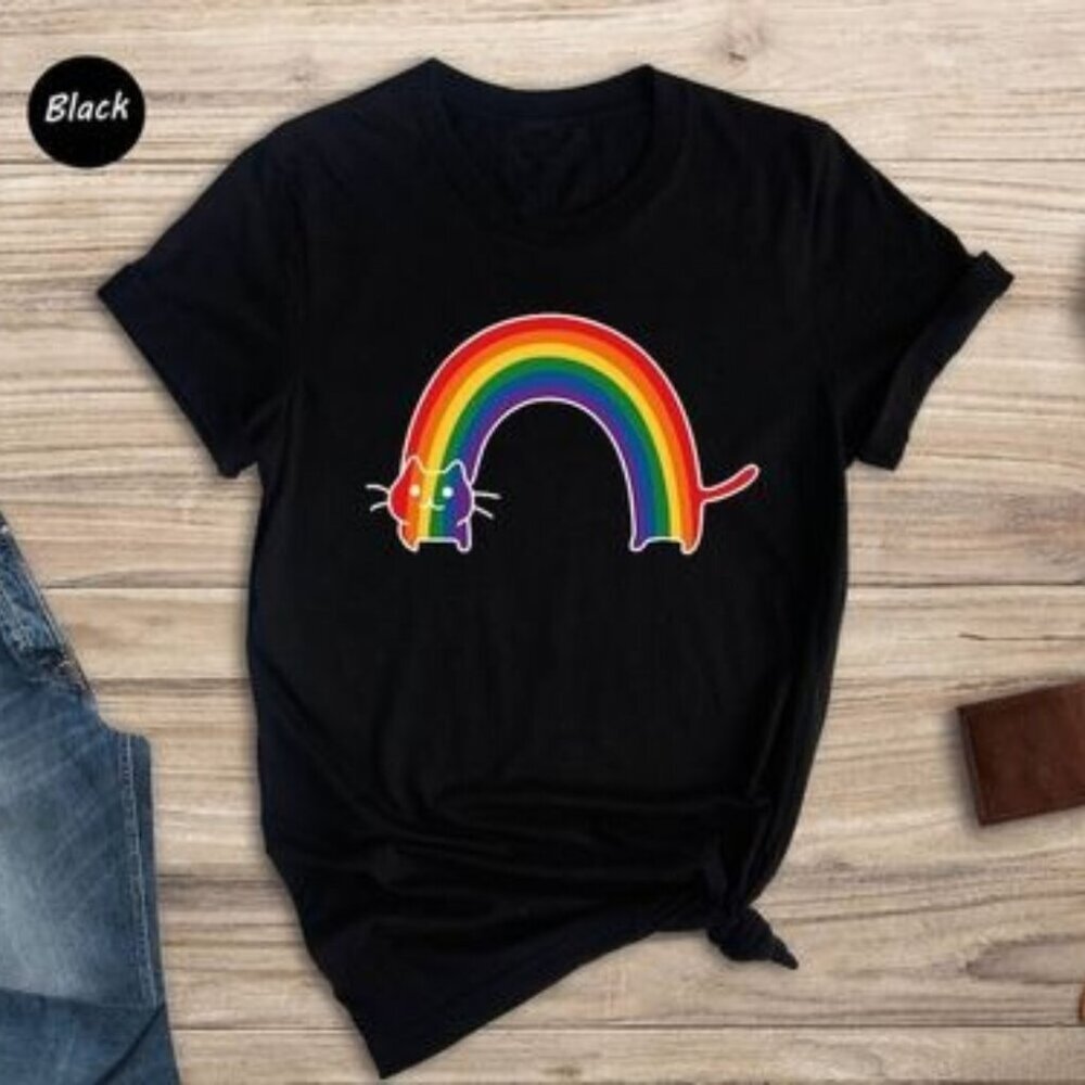 Rainbow Cat Shirt Pride Shirt Lgbtq Shirt Cat Lovers Shirt